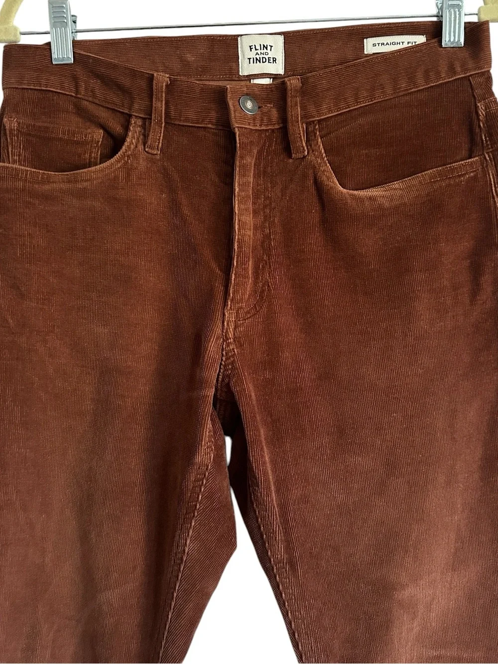 Flint & Tinder 365 Everyday Straight Fit Rust Brown Corduroy Pants 29x30 Stretch